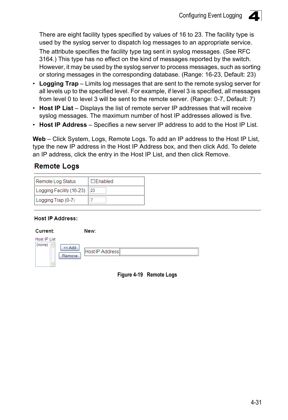 Figure 4-19, Remote logs | LevelOne GTL-2690 User Manual | Page 107 / 789