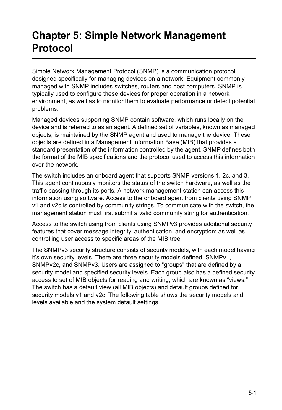 Chapter 5: simple network management protocol, Simple network management protocol | LevelOne GTL-2690 User Manual | Page 117 / 789