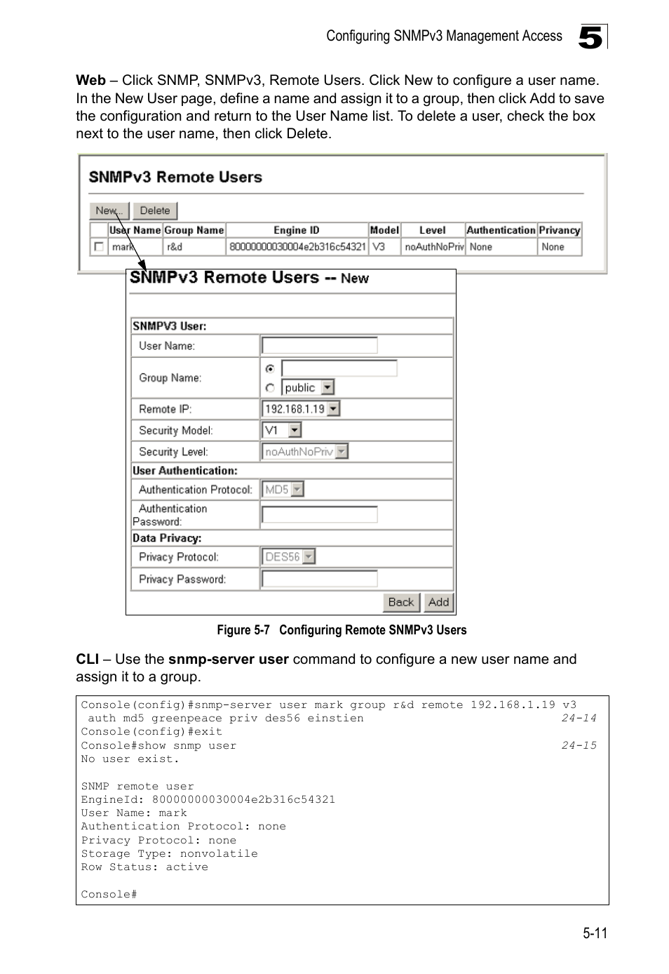 Figure 5-7, Configuring remote snmpv3 users | LevelOne GTL-2690 User Manual | Page 127 / 789
