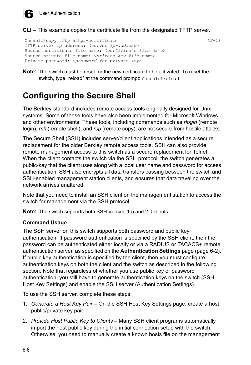 Configuring the secure shell | LevelOne GTL-2690 User Manual | Page 143 / 789