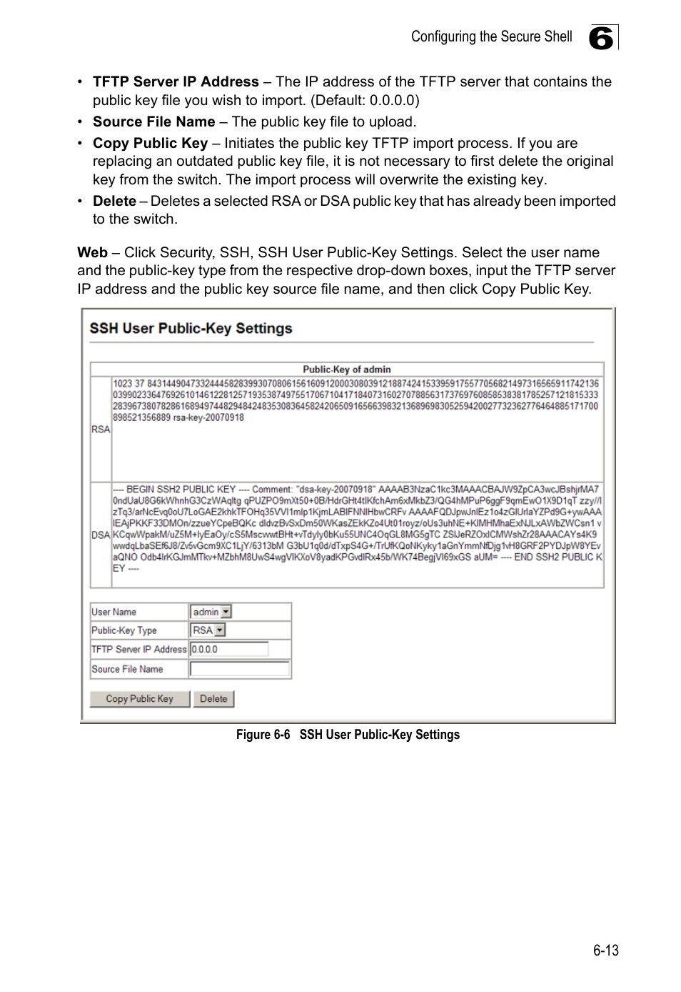 Figure 6-6, Ssh user public-key settings | LevelOne GTL-2690 User Manual | Page 148 / 789