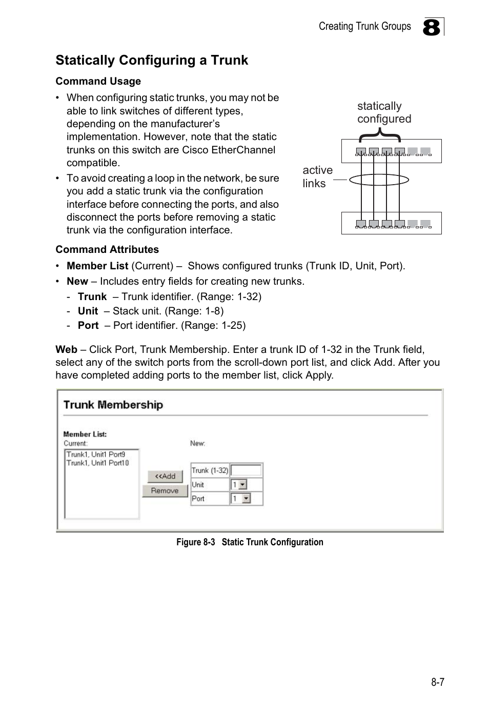 Statically configuring a trunk, Figure 8-3, Static trunk configuration | LevelOne GTL-2690 User Manual | Page 180 / 789