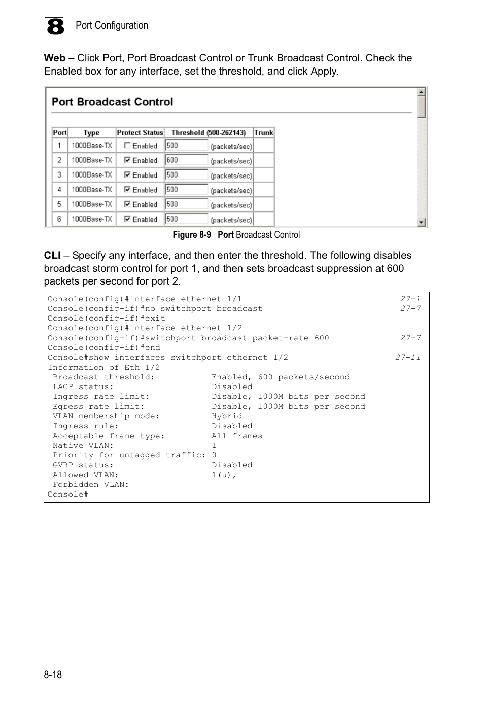Figure 8-9, Port broadcast control | LevelOne GTL-2690 User Manual | Page 191 / 789