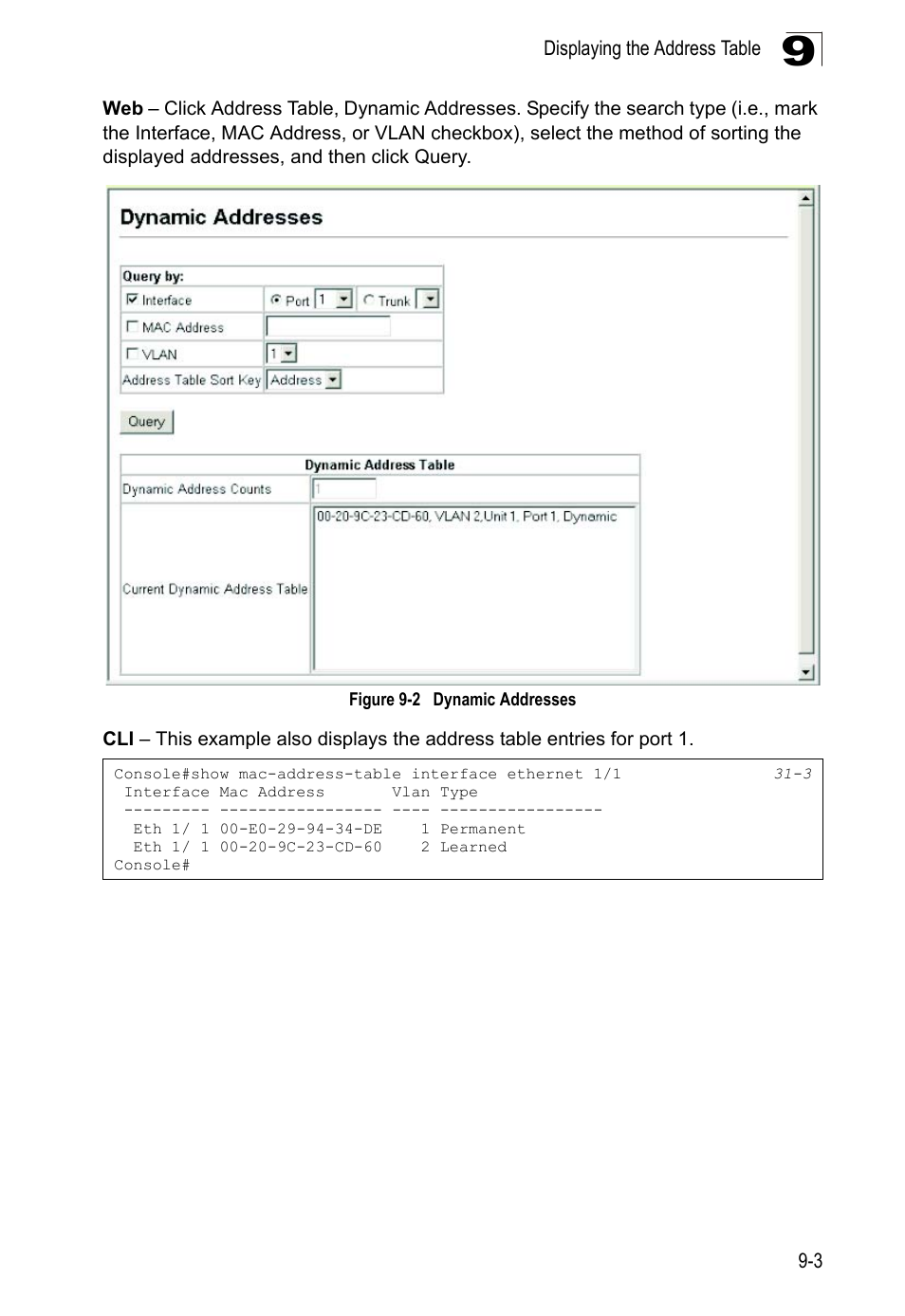 Figure 9-2, Dynamic addresses | LevelOne GTL-2690 User Manual | Page 202 / 789