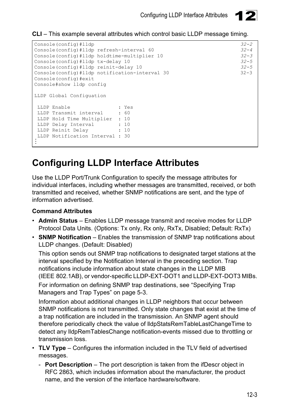 Configuring lldp interface attributes | LevelOne GTL-2690 User Manual | Page 250 / 789