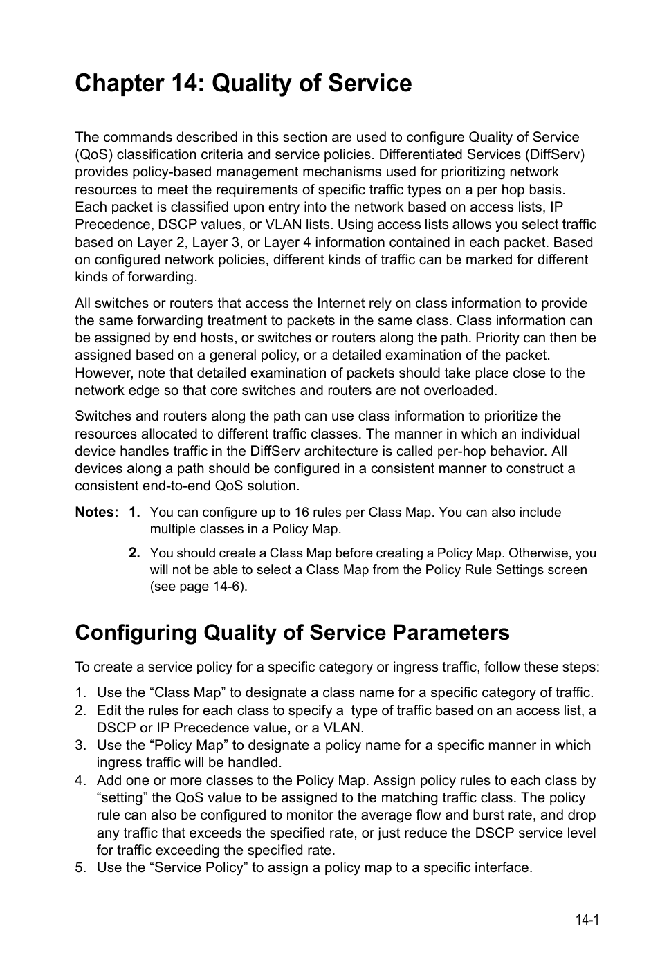Chapter 14: quality of service, Configuring quality of service parameters, Quality of service | LevelOne GTL-2690 User Manual | Page 274 / 789