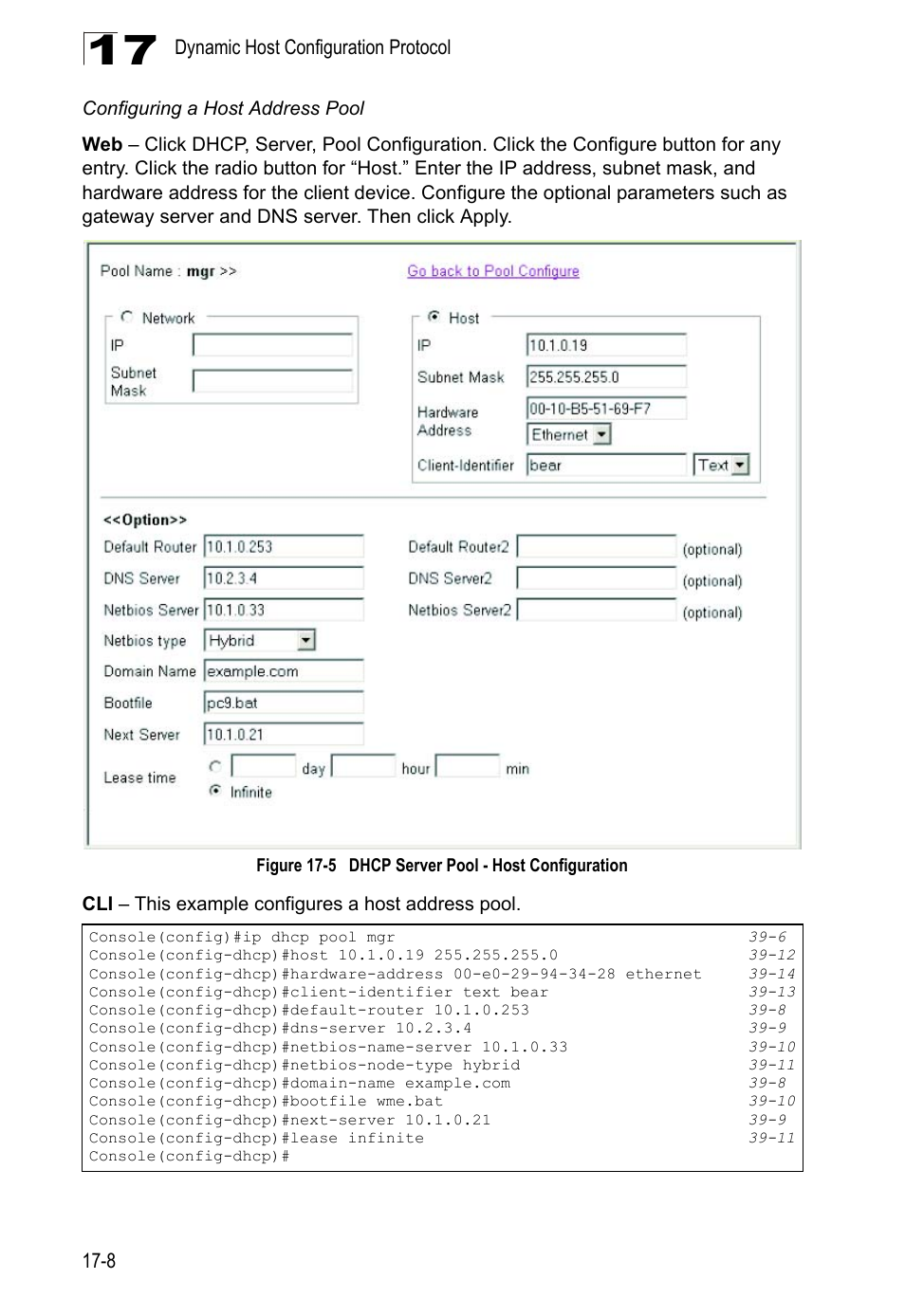 Figure 17-5, Dhcp server pool - host configuration | LevelOne GTL-2690 User Manual | Page 305 / 789