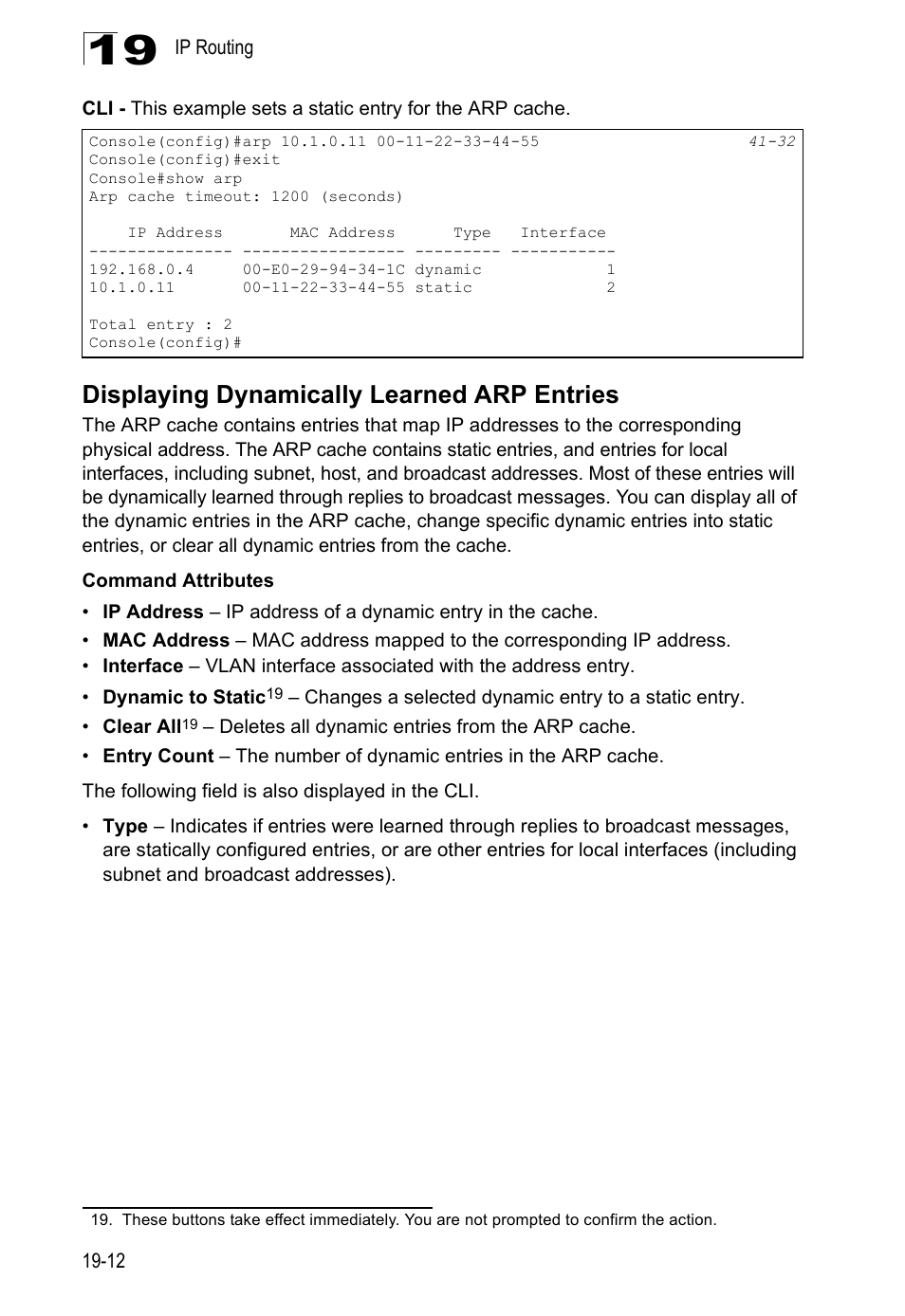 Displaying dynamically learned arp entries | LevelOne GTL-2690 User Manual | Page 329 / 789