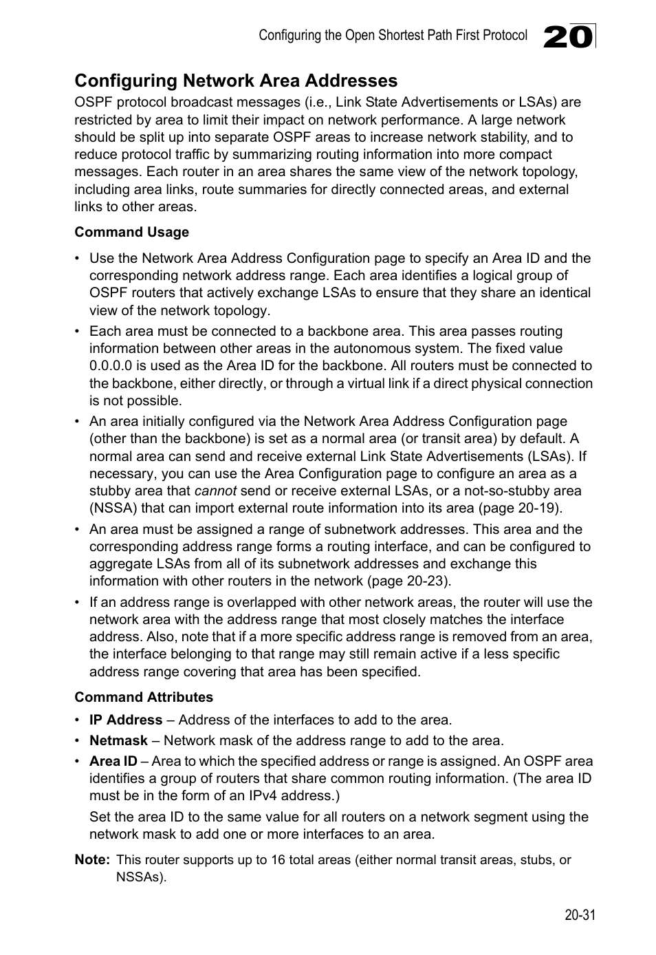 Configuring network area addresses | LevelOne GTL-2690 User Manual | Page 372 / 789
