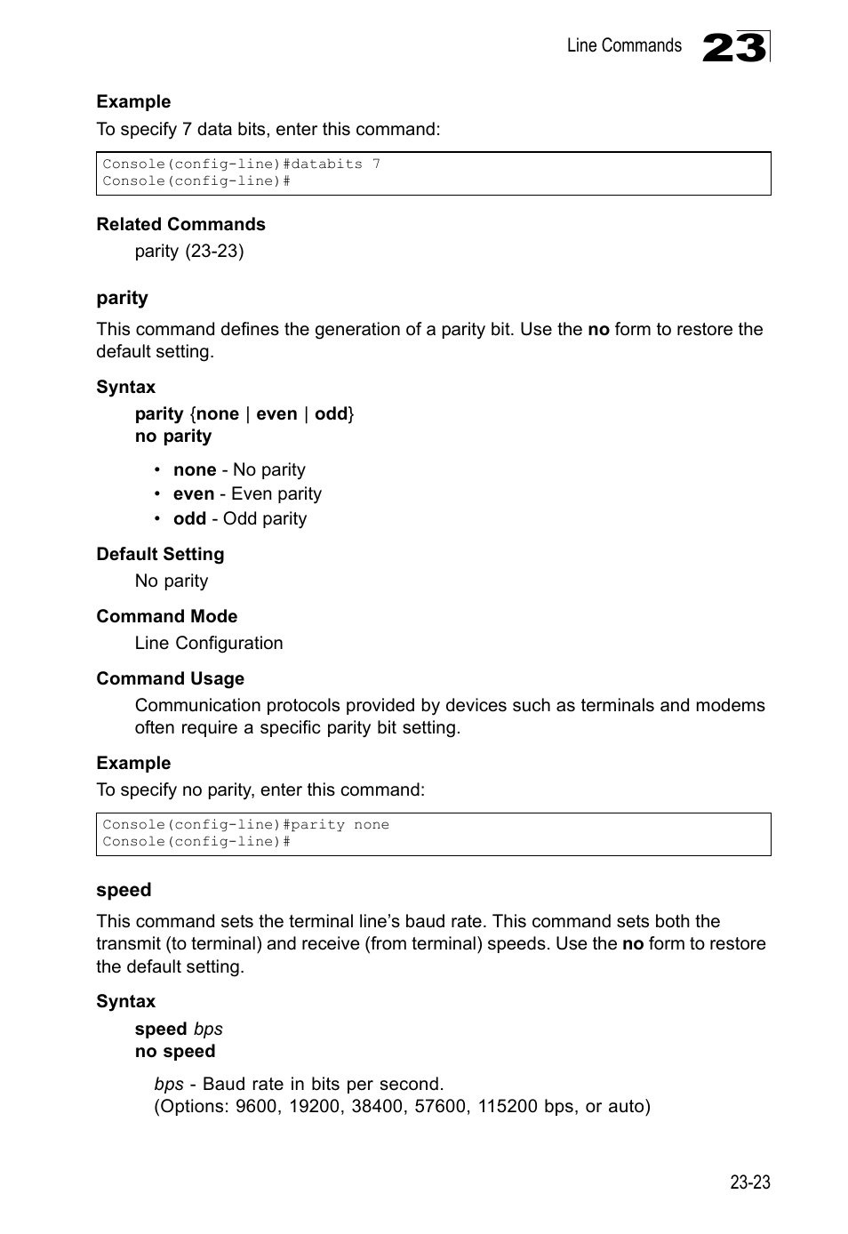 Parity, Speed, Parity 23-23 speed 23-23 | LevelOne GTL-2690 User Manual | Page 426 / 789
