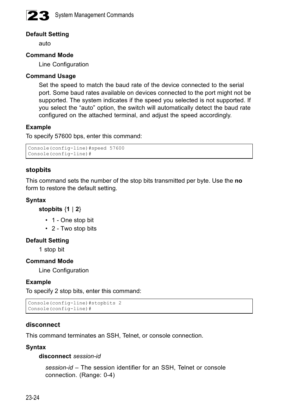Stopbits, Disconnect, Stopbits 23-24 disconnect 23-24 | LevelOne GTL-2690 User Manual | Page 427 / 789