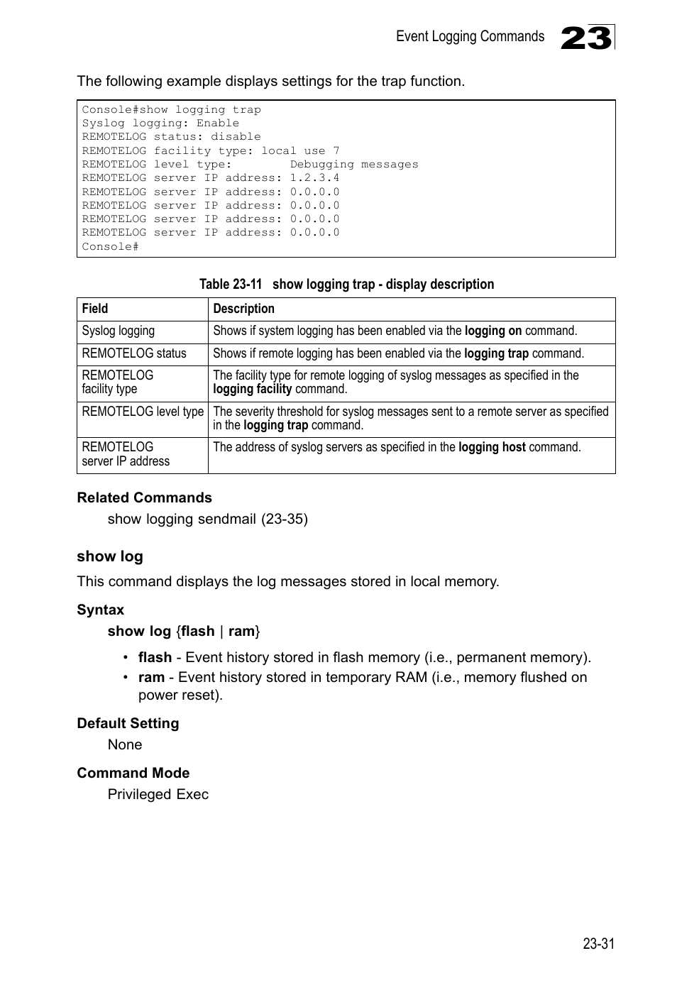 Show log | LevelOne GTL-2690 User Manual | Page 434 / 789