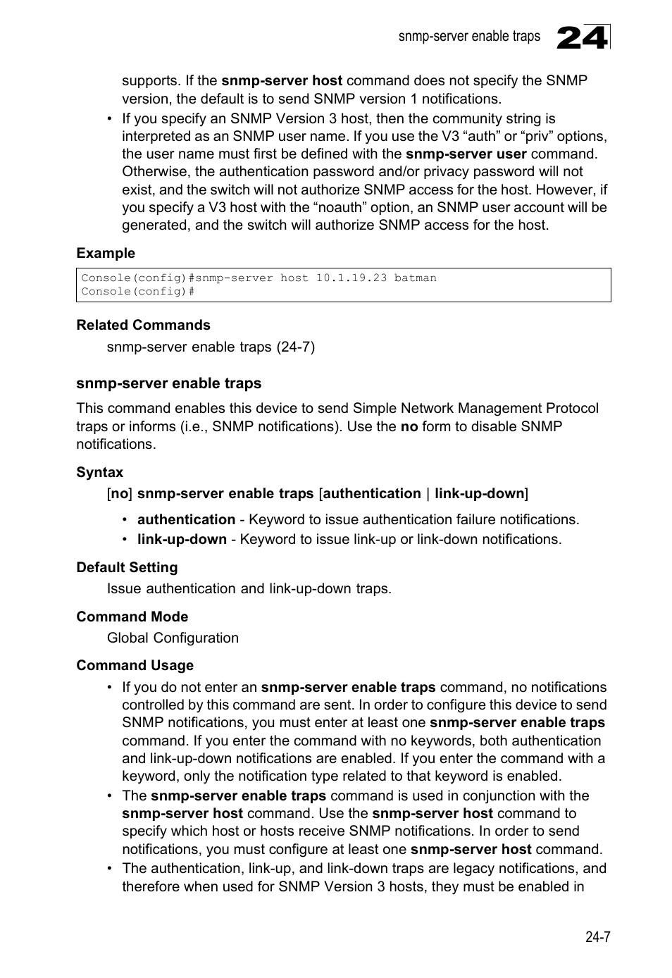 Snmp-server enable traps | LevelOne GTL-2690 User Manual | Page 454 / 789