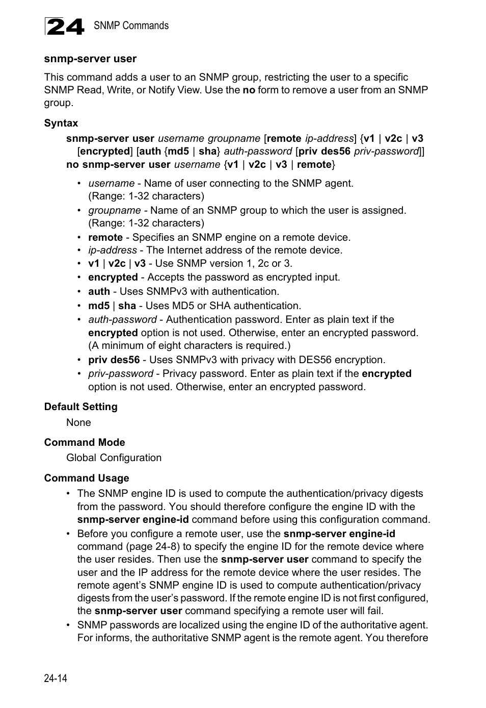 Snmp-server user, Snmp-server user comman | LevelOne GTL-2690 User Manual | Page 461 / 789