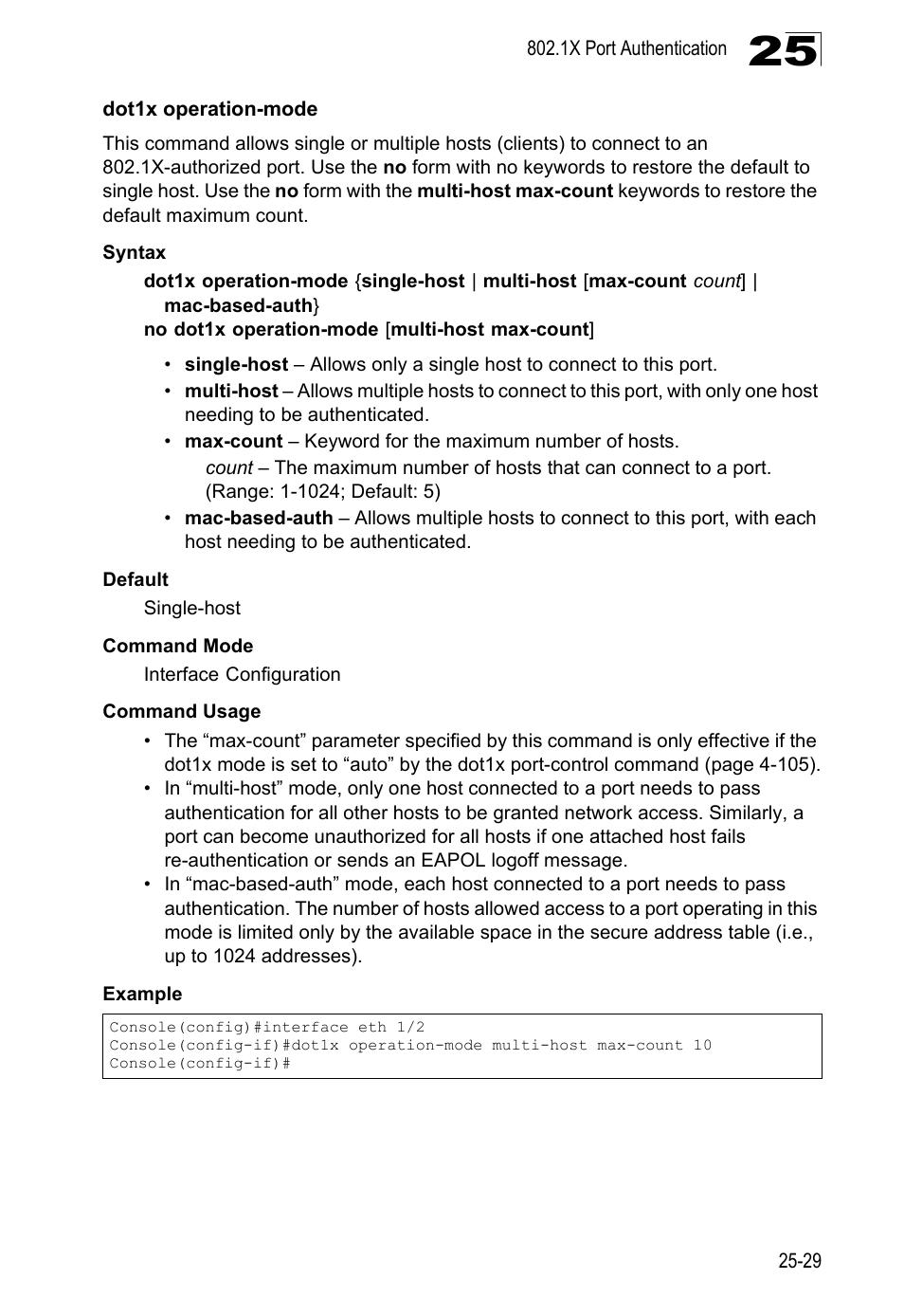 Dot1x operation-mode | LevelOne GTL-2690 User Manual | Page 492 / 789