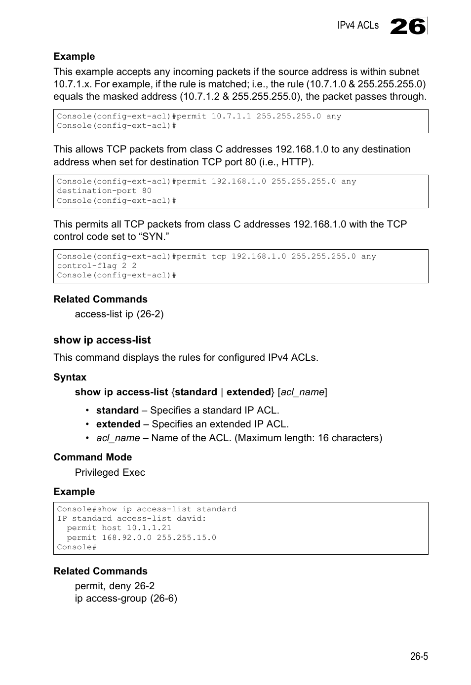 Show ip access-list | LevelOne GTL-2690 User Manual | Page 504 / 789