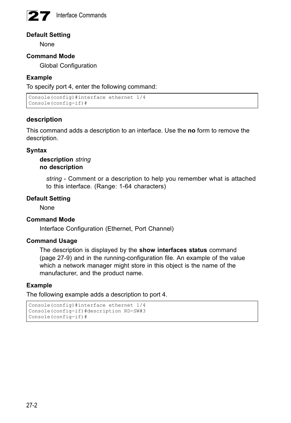 Description, Description 27-2 | LevelOne GTL-2690 User Manual | Page 519 / 789