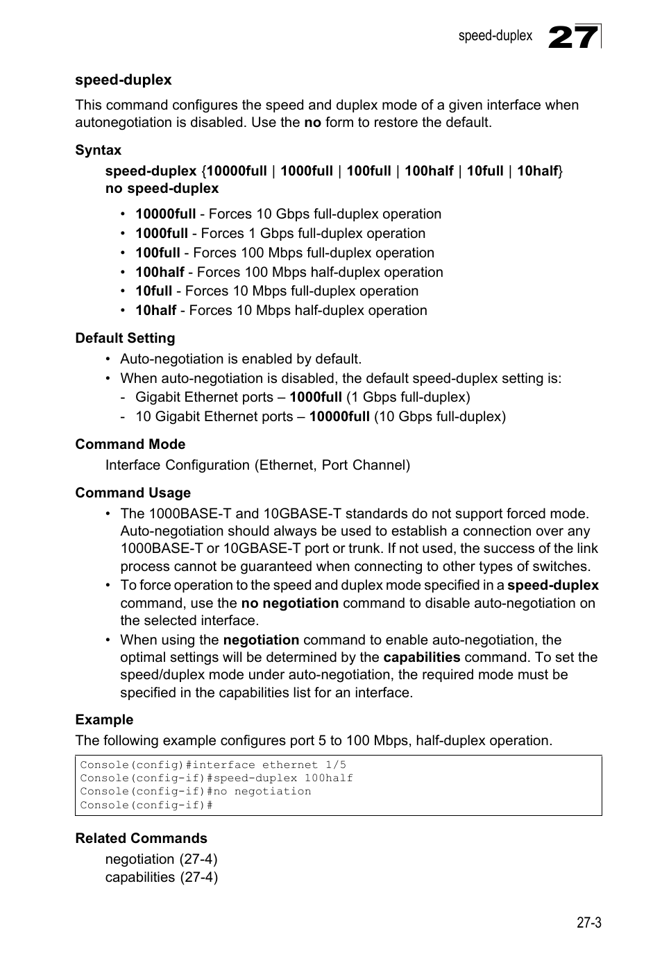 Speed-duplex, Speed-duplex 27-3 | LevelOne GTL-2690 User Manual | Page 520 / 789