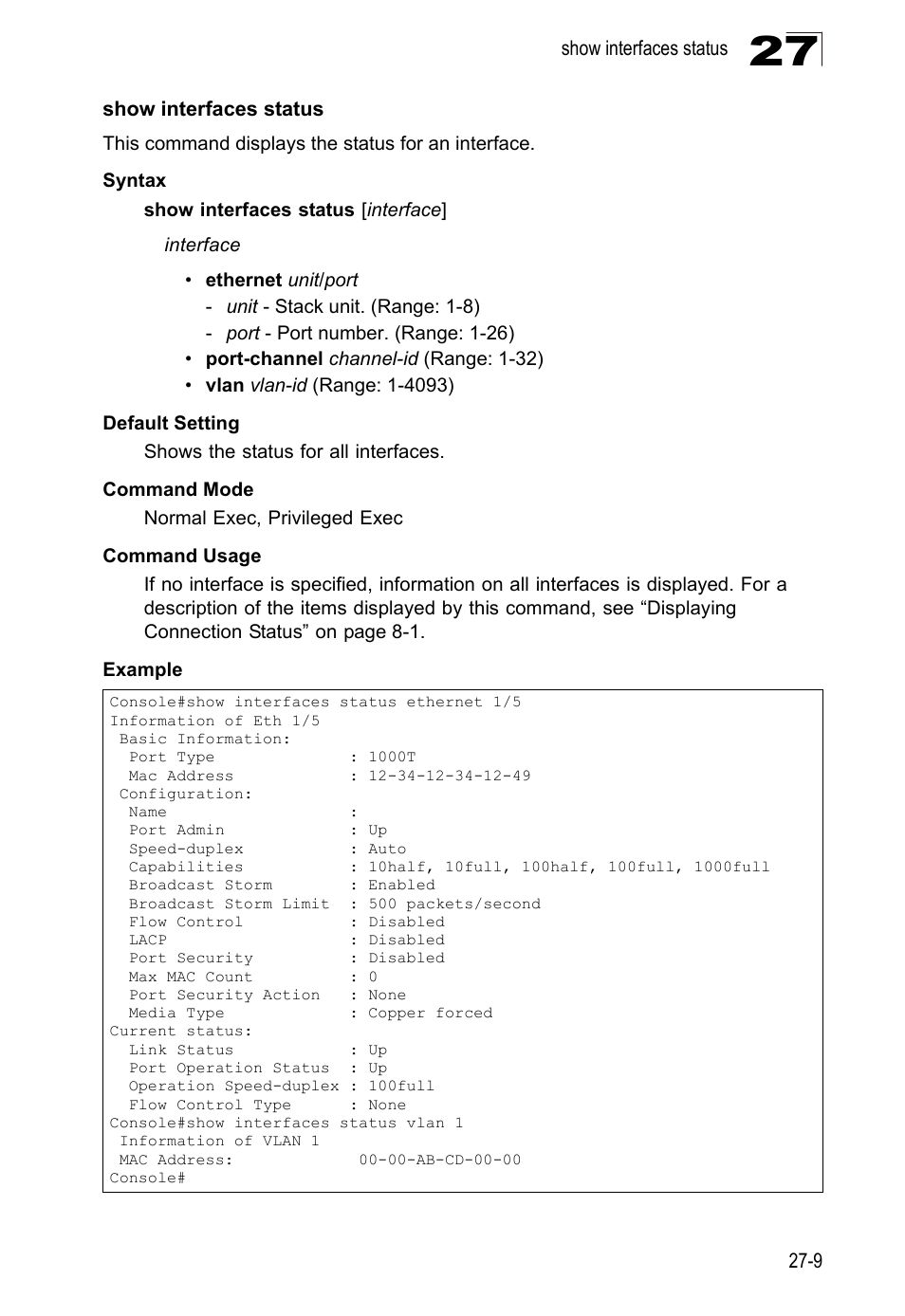 Show interfaces status | LevelOne GTL-2690 User Manual | Page 526 / 789