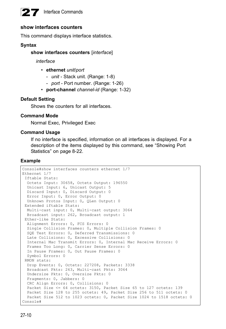 Show interfaces counters | LevelOne GTL-2690 User Manual | Page 527 / 789