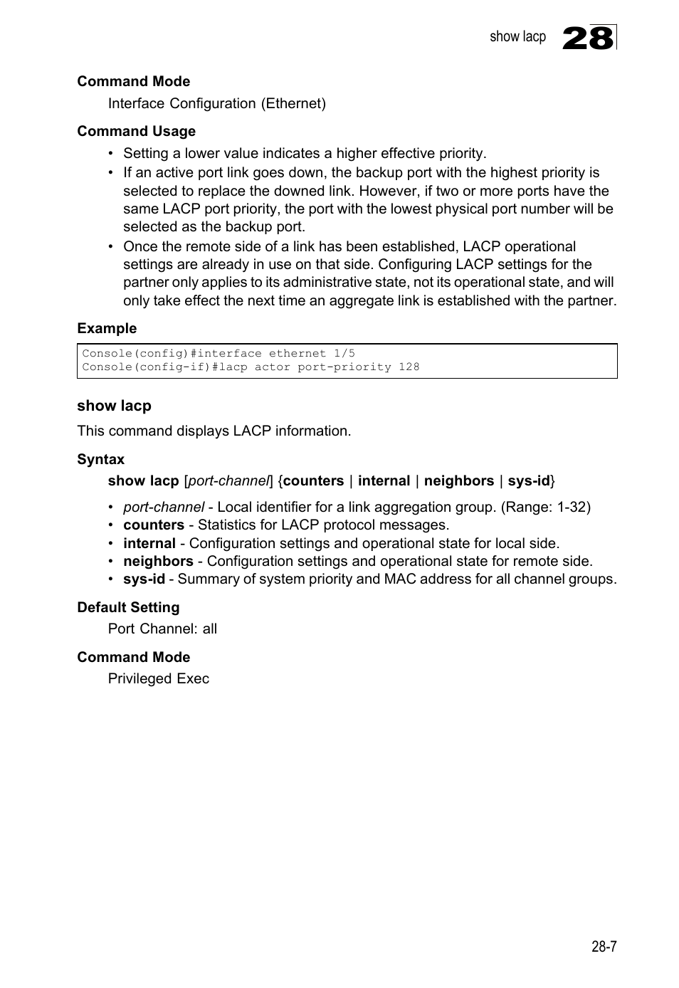 Show lacp | LevelOne GTL-2690 User Manual | Page 536 / 789