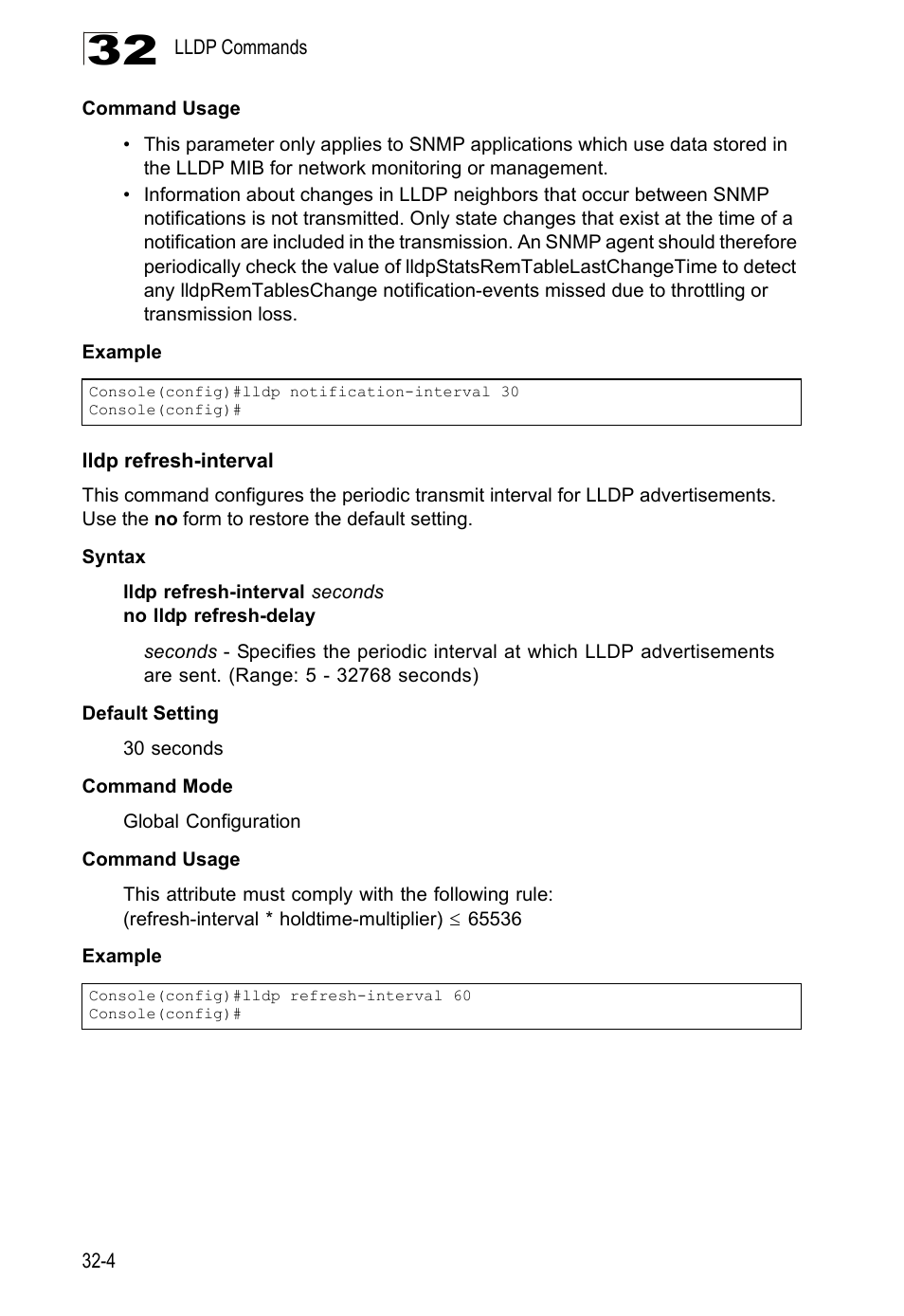 Lldp refresh-interval | LevelOne GTL-2690 User Manual | Page 551 / 789