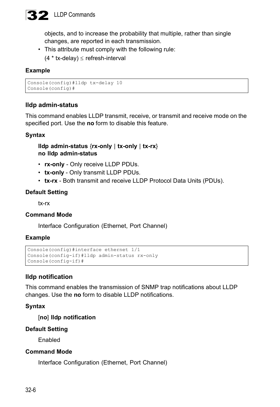 Lldp admin-status, Lldp notification | LevelOne GTL-2690 User Manual | Page 553 / 789
