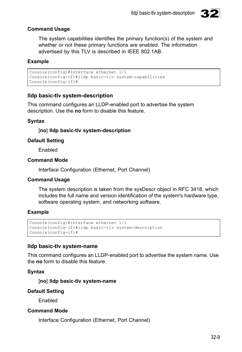 Lldp basic-tlv system-description, Lldp basic-tlv system-name | LevelOne GTL-2690 User Manual | Page 556 / 789