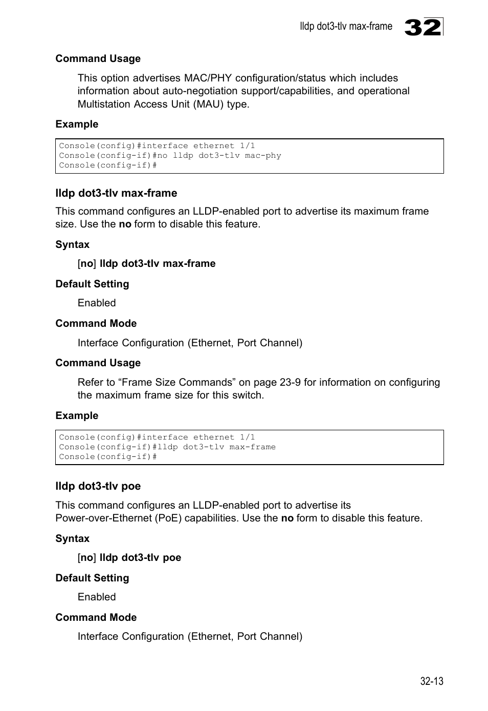 Lldp dot3-tlv max-frame, Lldp dot3-tlv poe | LevelOne GTL-2690 User Manual | Page 560 / 789
