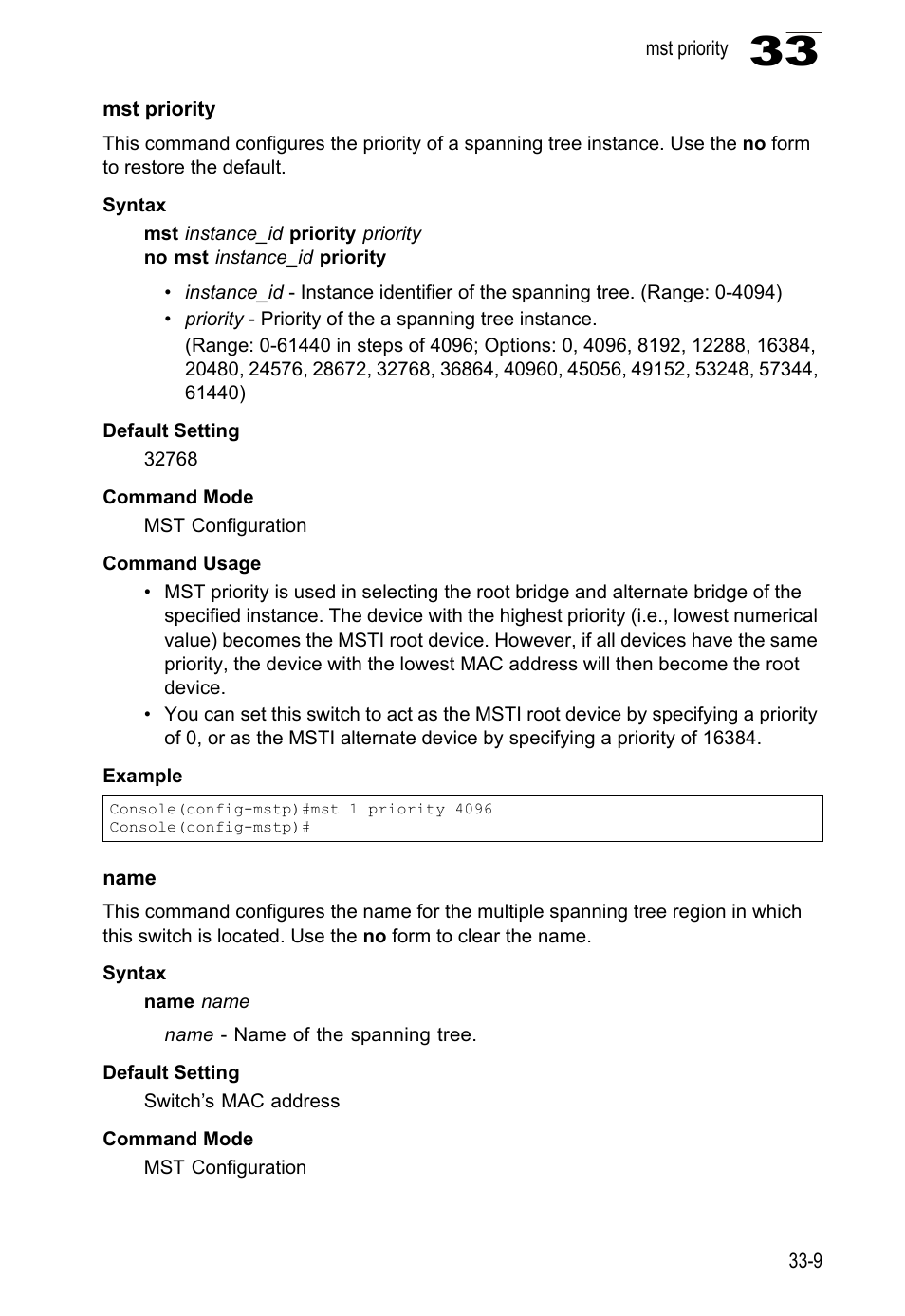 Mst priority, Name, Name 33-9 | Mst priority (33-9) name (33-9), E 33-9) wi | LevelOne GTL-2690 User Manual | Page 574 / 789