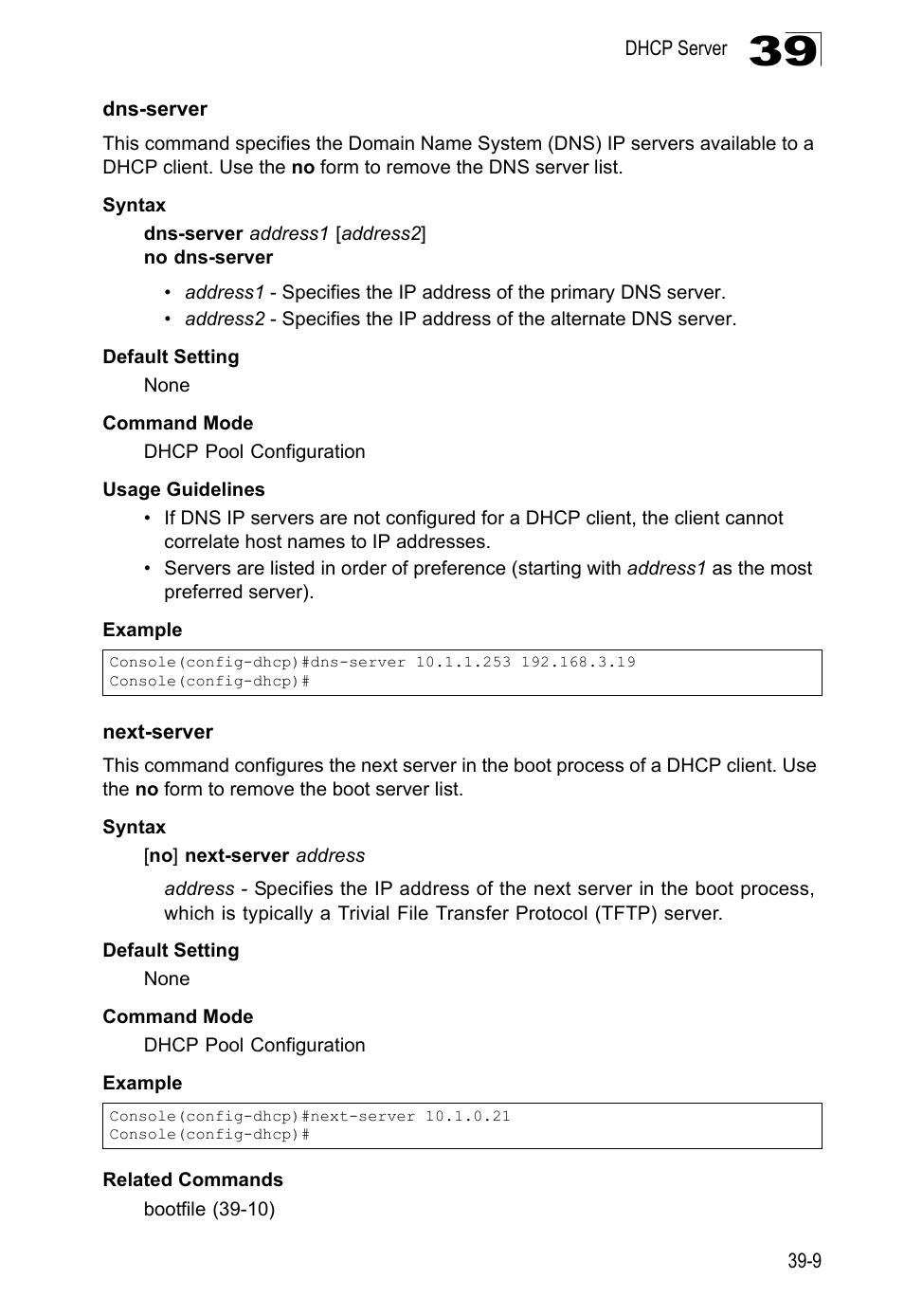 Dns-server, Next-server, Dns-server 39-9 next-server 39-9 | LevelOne GTL-2690 User Manual | Page 660 / 789
