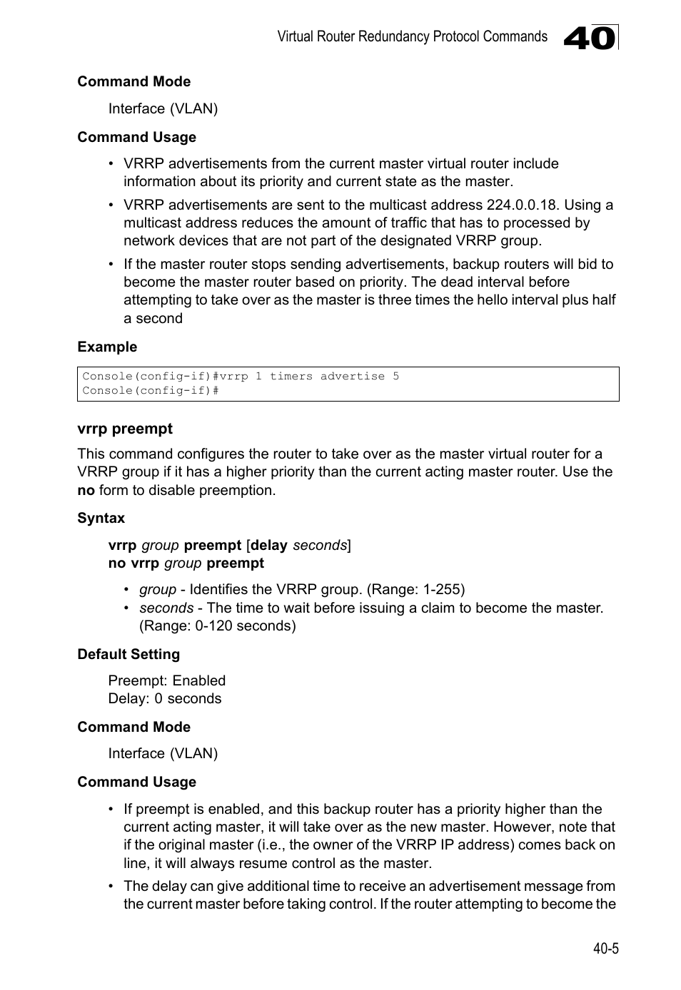 Vrrp preempt | LevelOne GTL-2690 User Manual | Page 672 / 789