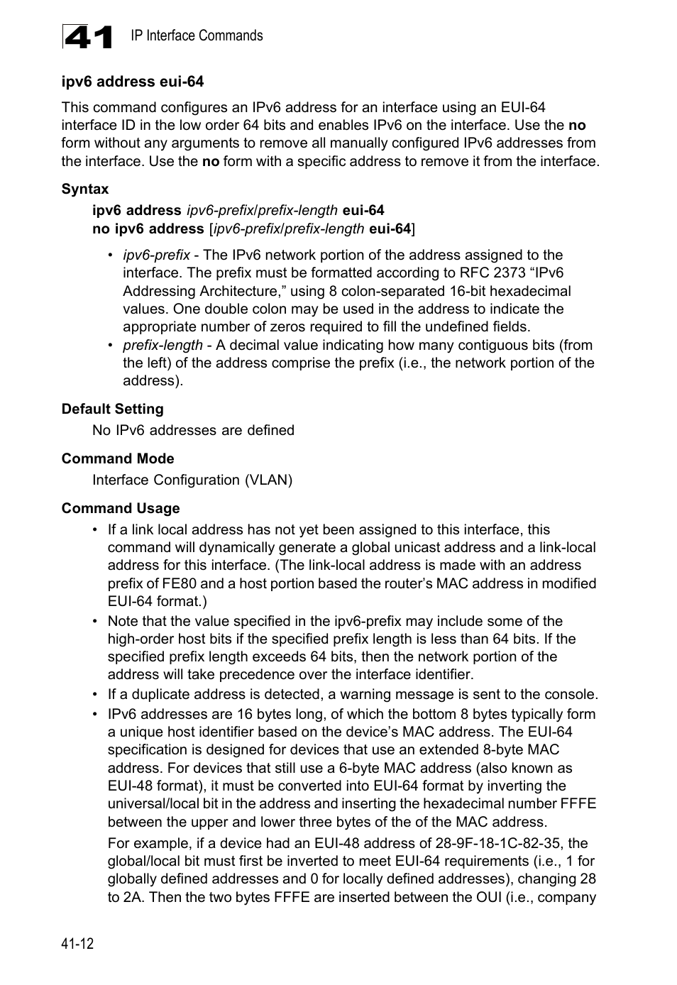 Ipv6 address eui-64, Ipv6 address eui-64 (41-12) | LevelOne GTL-2690 User Manual | Page 689 / 789