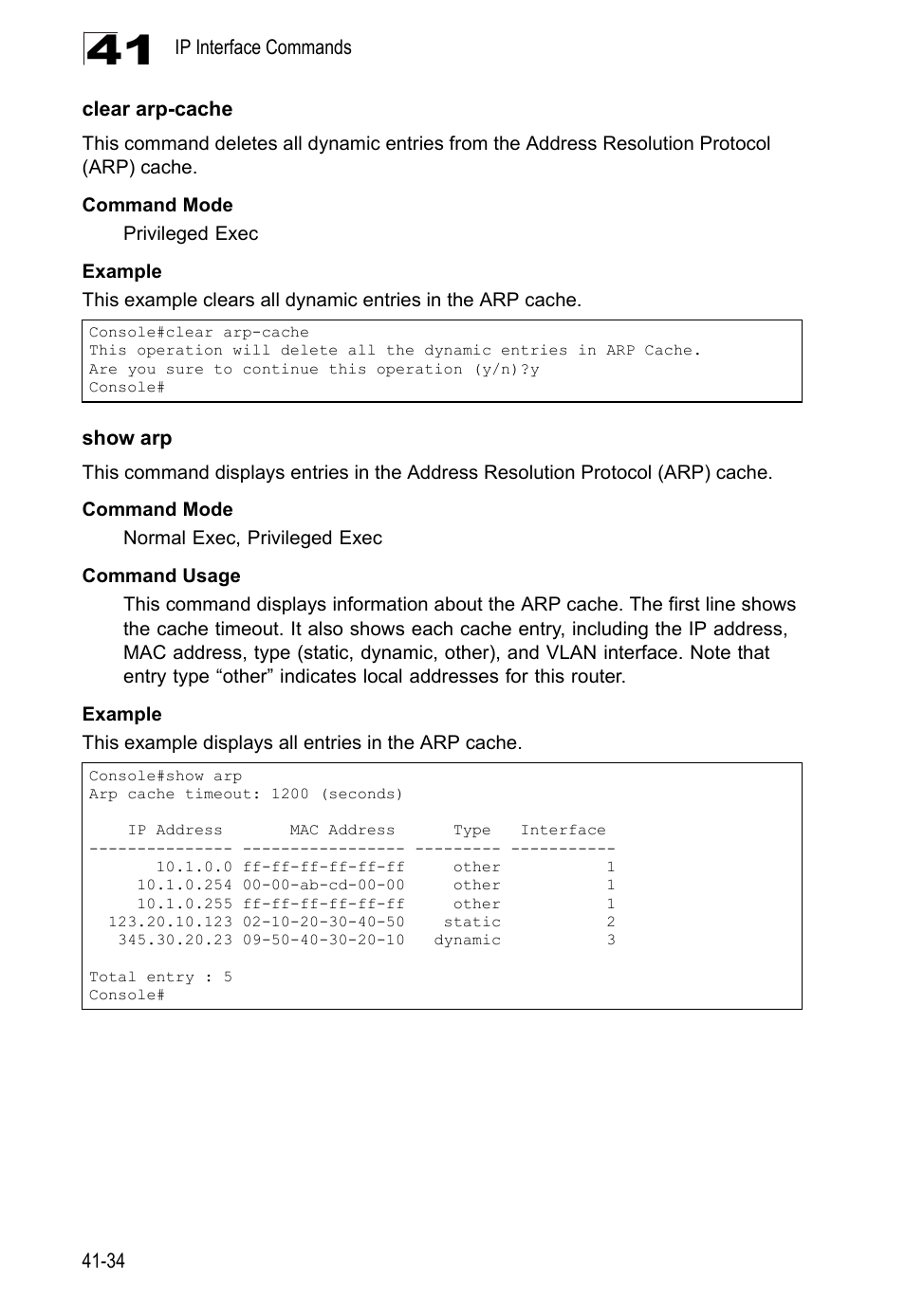 Clear arp-cache, Show arp | LevelOne GTL-2690 User Manual | Page 711 / 789