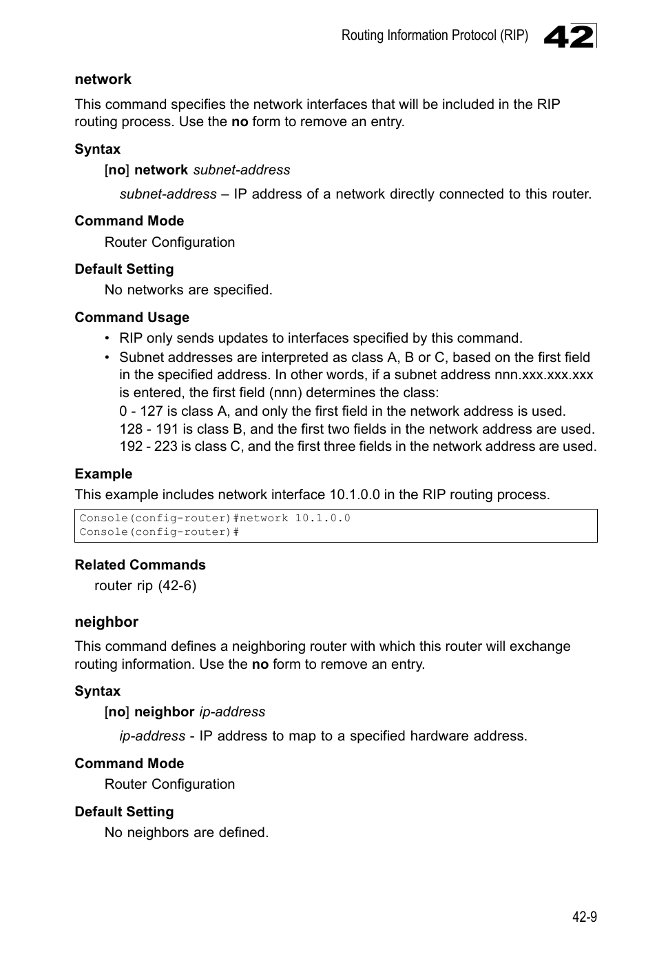 Network, Neighbor, Network 42-9 neighbor 42-9 | Network (42-9) | LevelOne GTL-2690 User Manual | Page 722 / 789