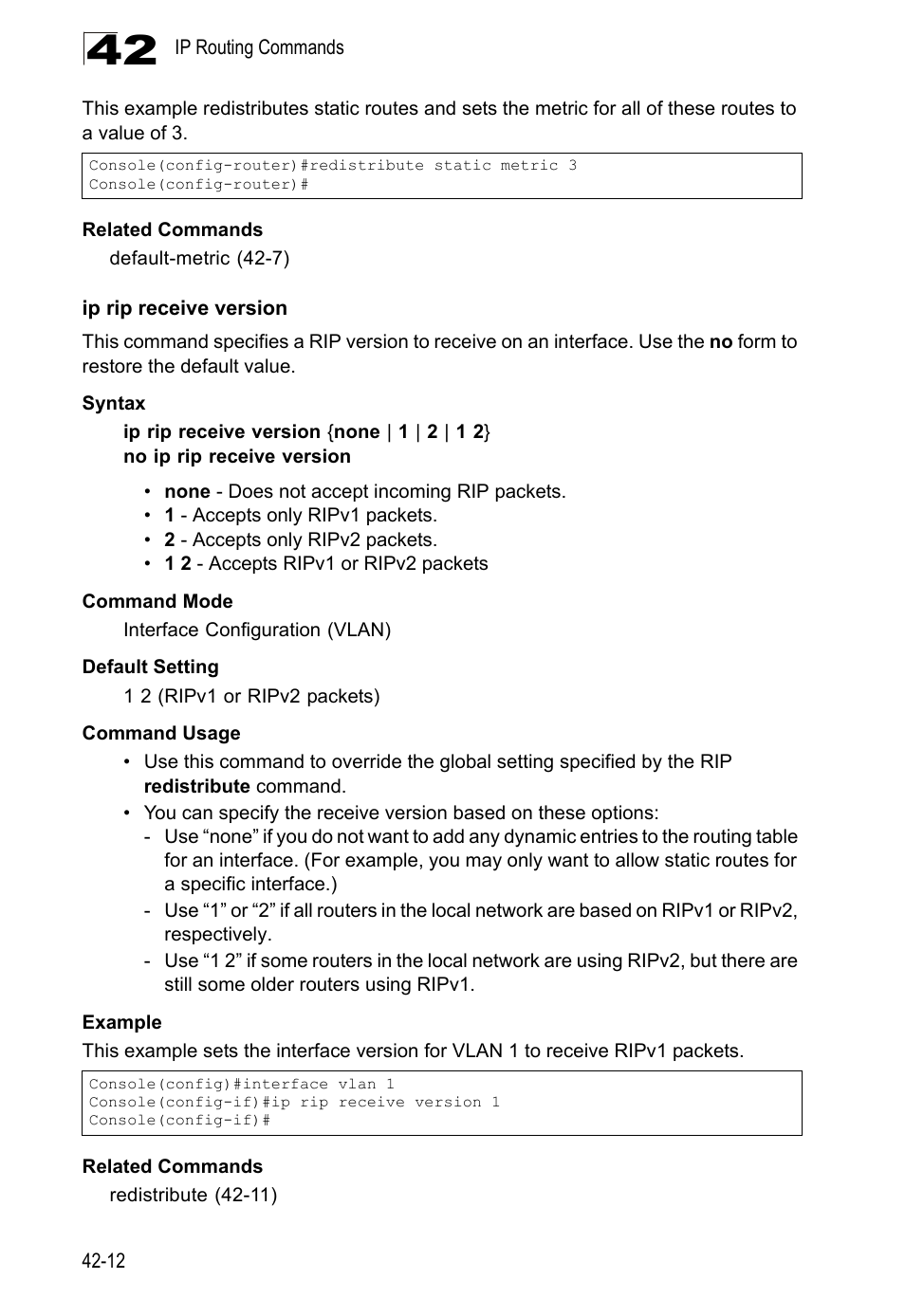 Ip rip receive version | LevelOne GTL-2690 User Manual | Page 725 / 789