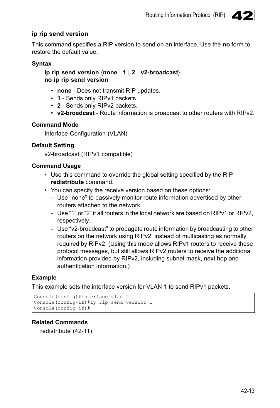 Ip rip send version | LevelOne GTL-2690 User Manual | Page 726 / 789