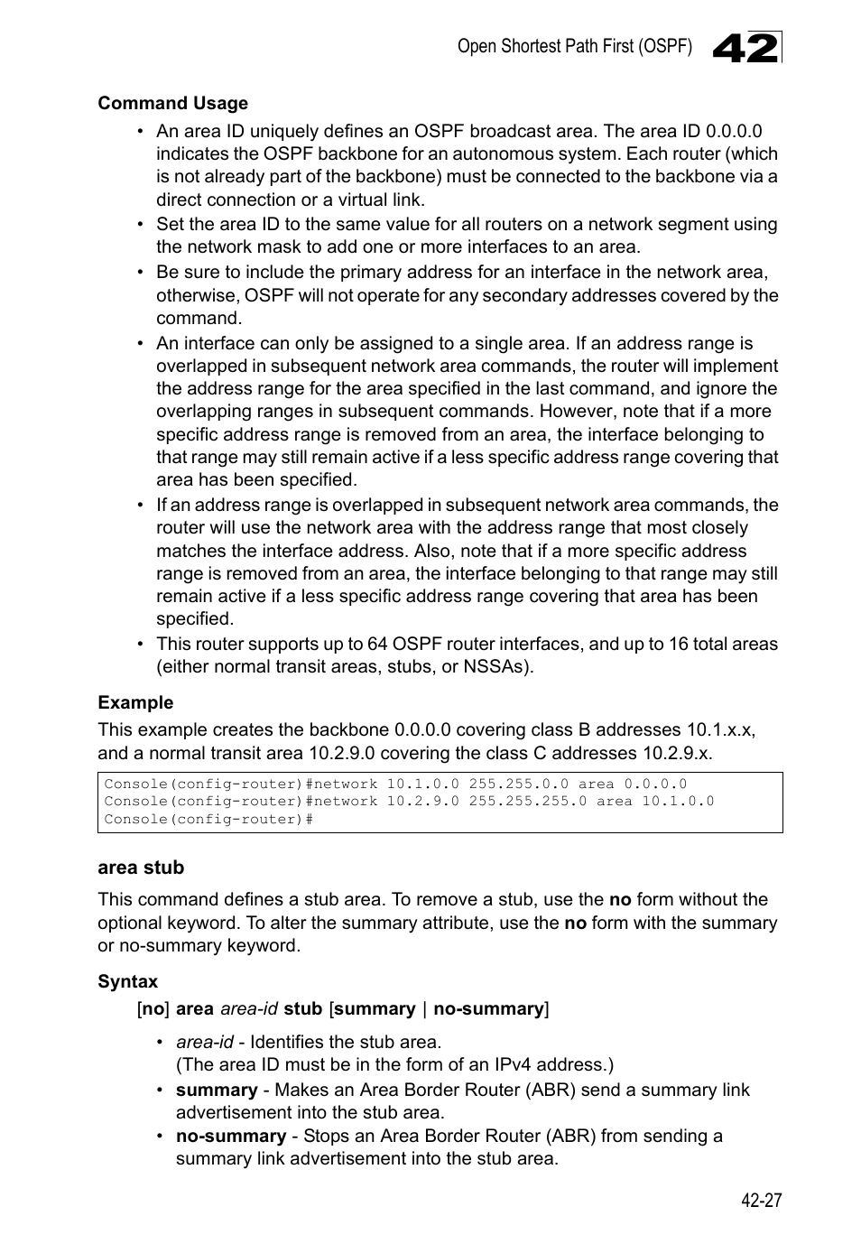 Area stub | LevelOne GTL-2690 User Manual | Page 740 / 789