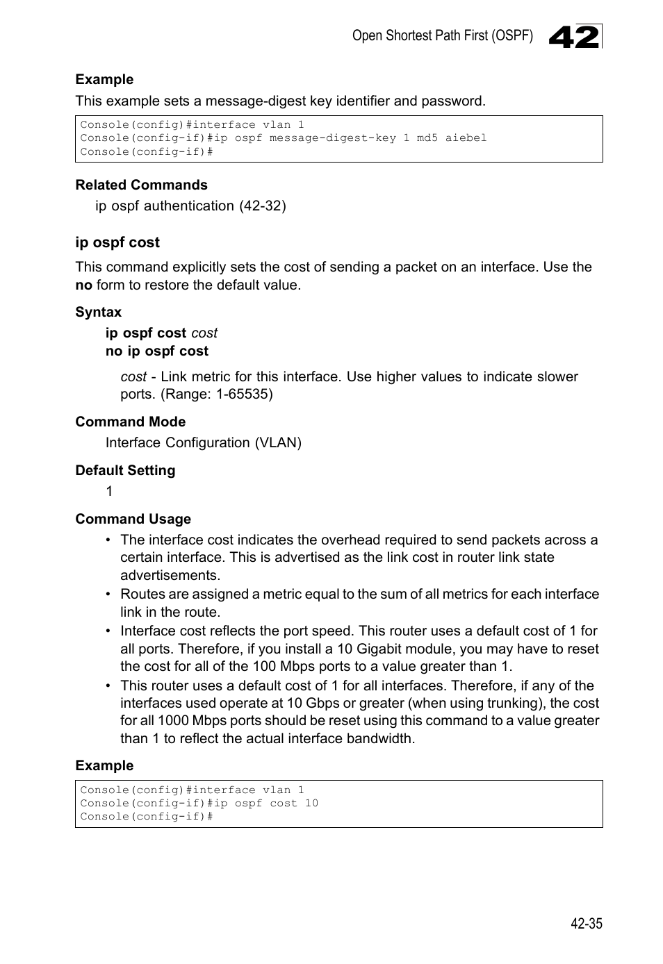 Ip ospf cost | LevelOne GTL-2690 User Manual | Page 748 / 789