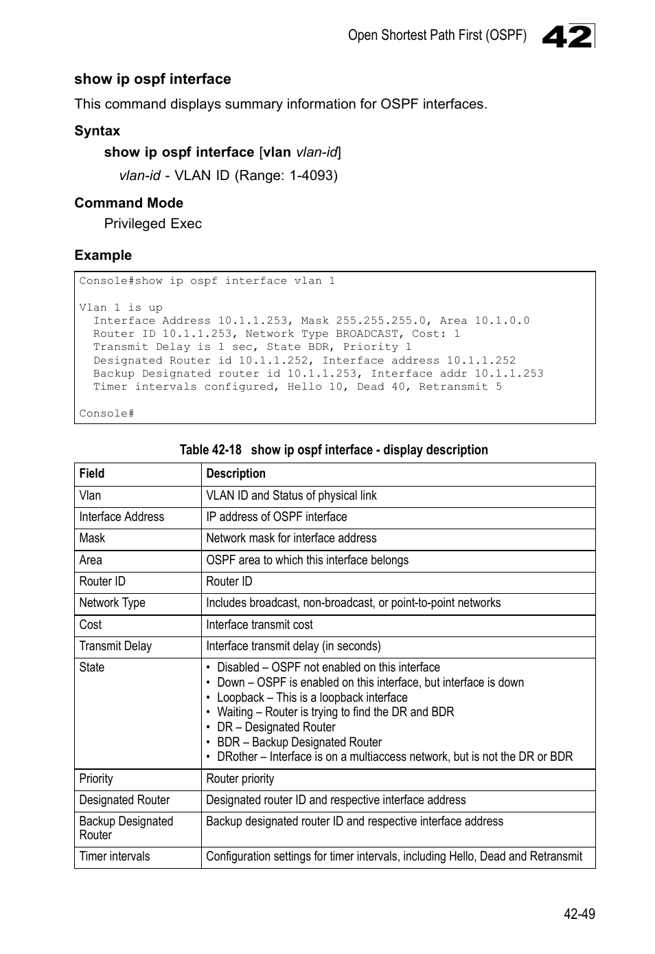 Show ip ospf interface | LevelOne GTL-2690 User Manual | Page 762 / 789