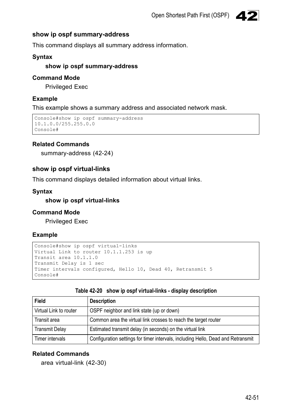 Show ip ospf summary-address, Show ip ospf virtual-links | LevelOne GTL-2690 User Manual | Page 764 / 789