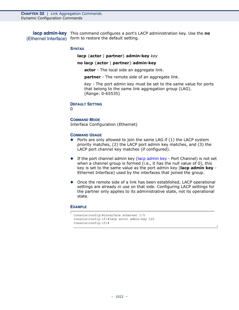 Lacp admin-key (ethernet interface), Lacp admin-key, N key | Lacp admin key | LevelOne GTL-2691 User Manual | Page 1022 / 1644