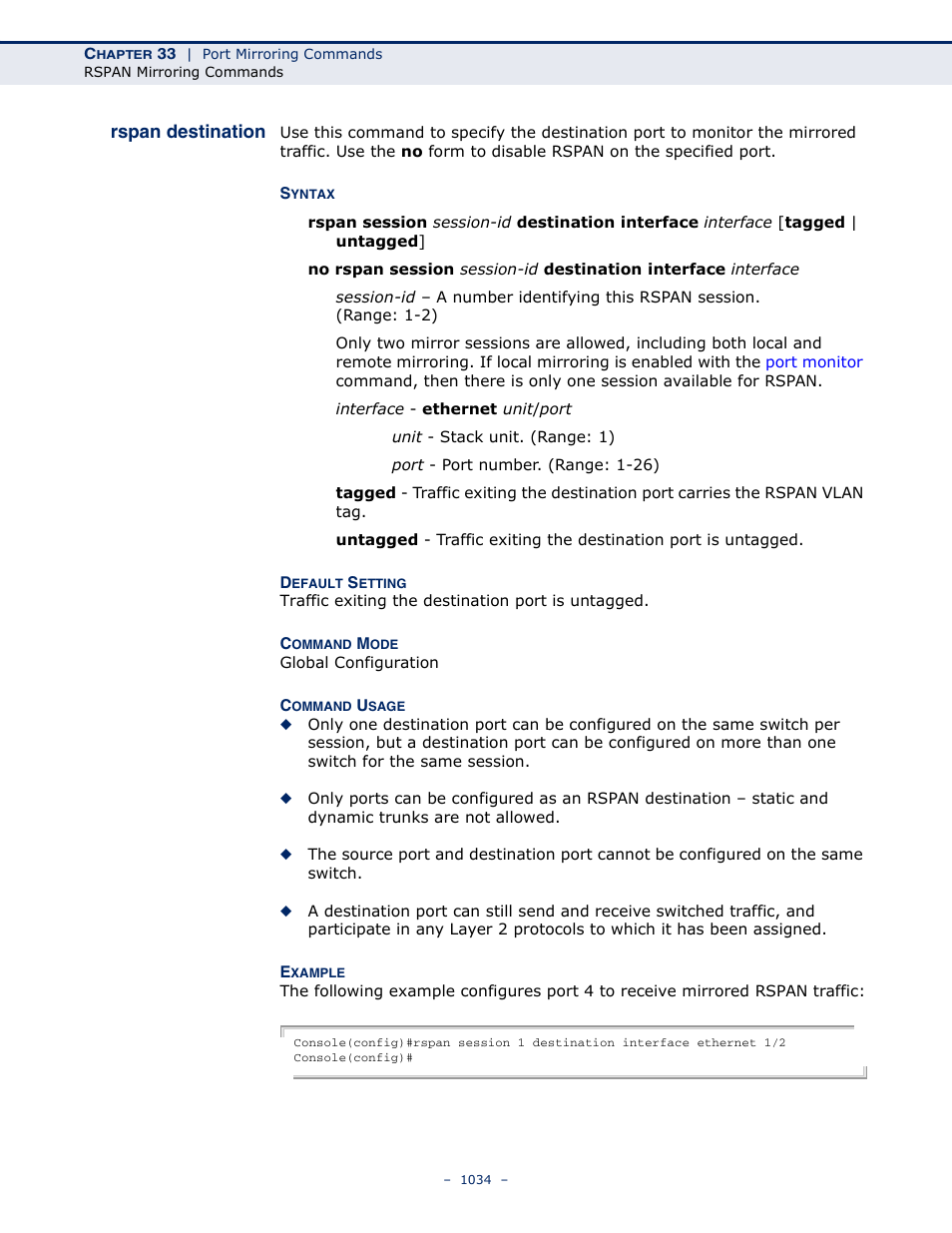 Rspan destination | LevelOne GTL-2691 User Manual | Page 1034 / 1644