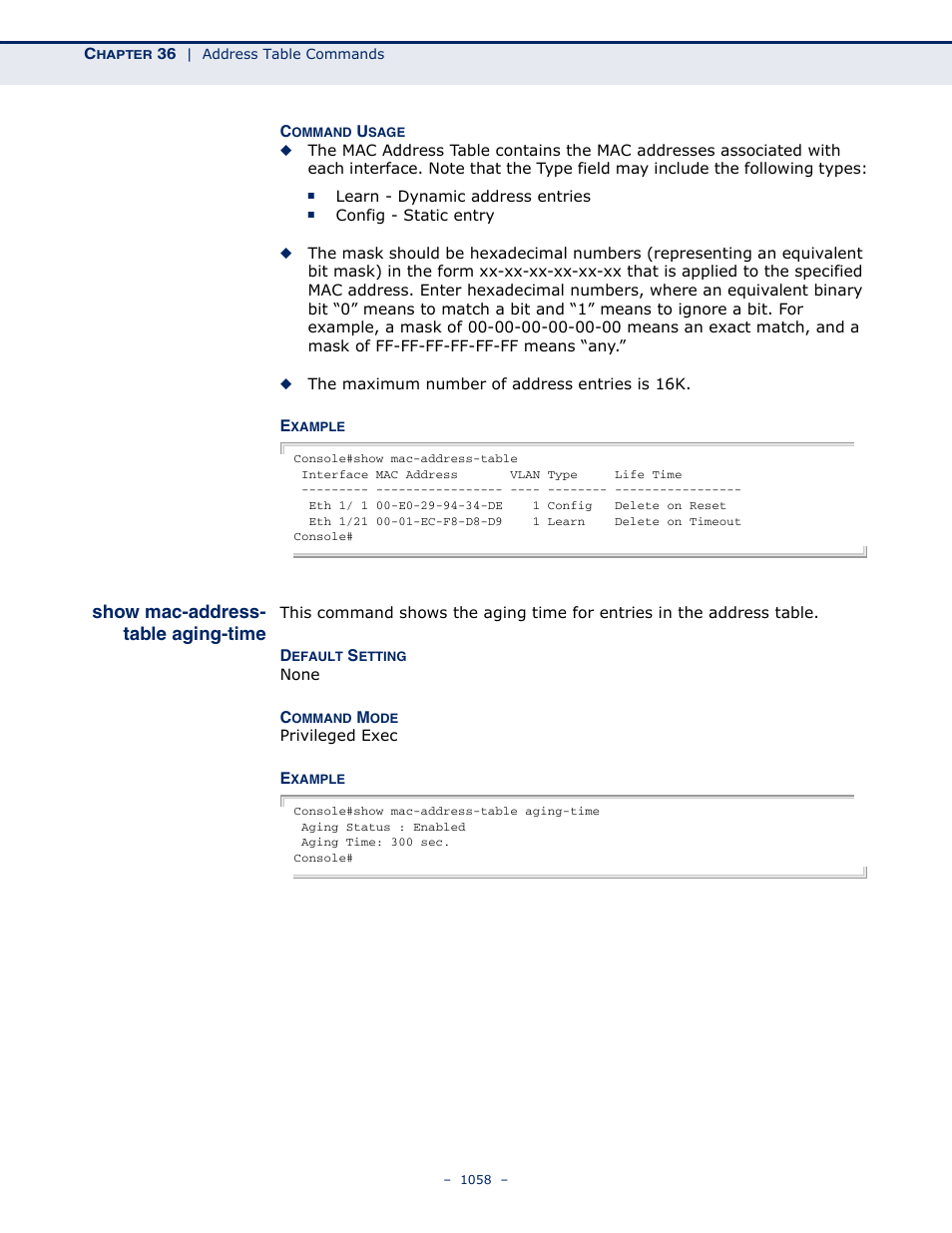 Show mac-address- table aging-time, Show mac-address-table aging-time, Show mac-address | Table aging-time | LevelOne GTL-2691 User Manual | Page 1058 / 1644
