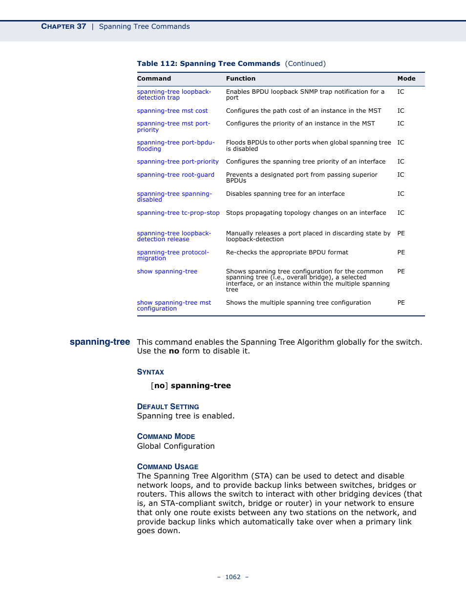 Spanning-tree, Spanning-tree 1062 | LevelOne GTL-2691 User Manual | Page 1062 / 1644