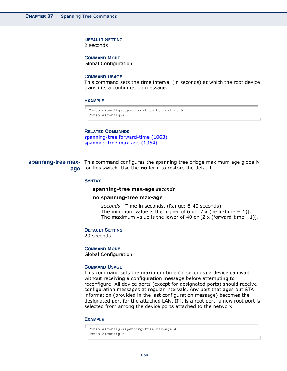 Spanning-tree max- age, Spanning-tree max-age | LevelOne GTL-2691 User Manual | Page 1064 / 1644