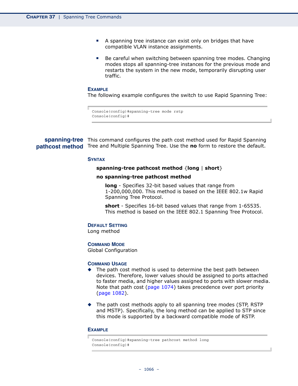 Spanning-tree pathcost method, Spanning-tree pathcost, Method | LevelOne GTL-2691 User Manual | Page 1066 / 1644