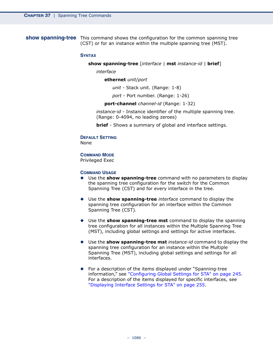Show spanning-tree | LevelOne GTL-2691 User Manual | Page 1086 / 1644