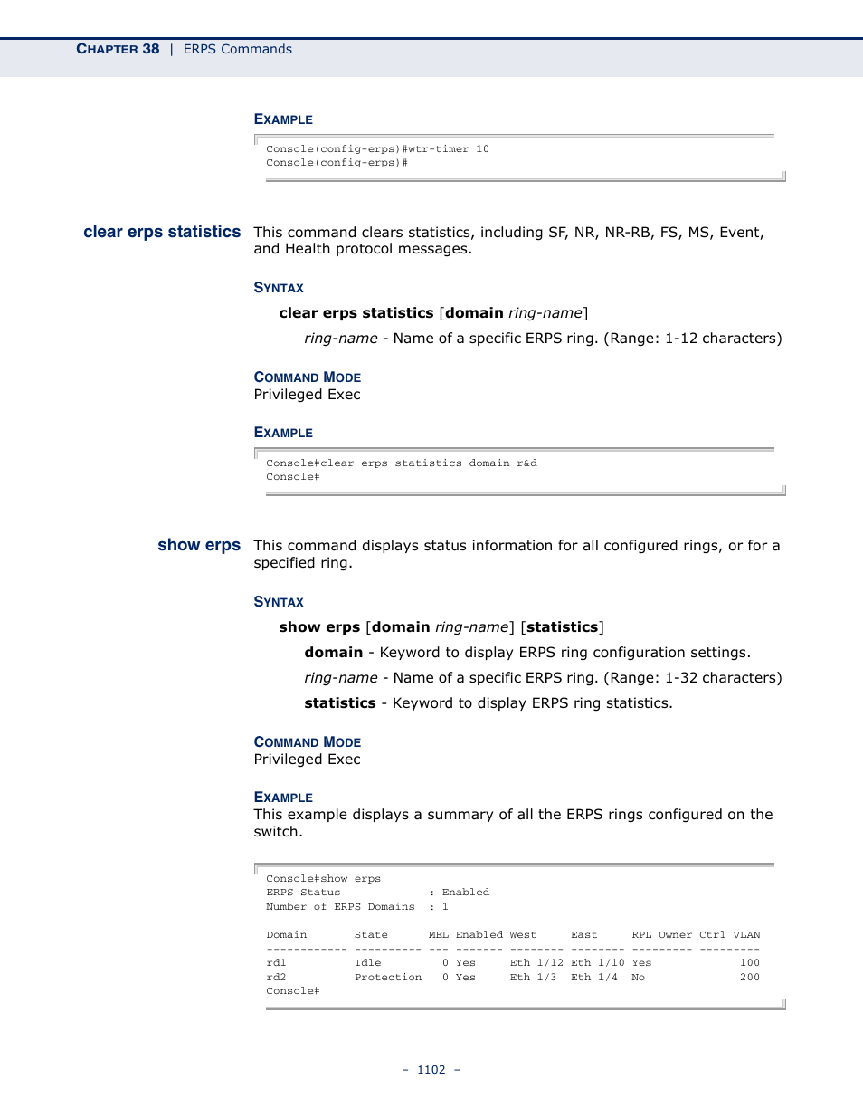 Clear erps statistics, Show erps, Clear erps | Statistics | LevelOne GTL-2691 User Manual | Page 1102 / 1644