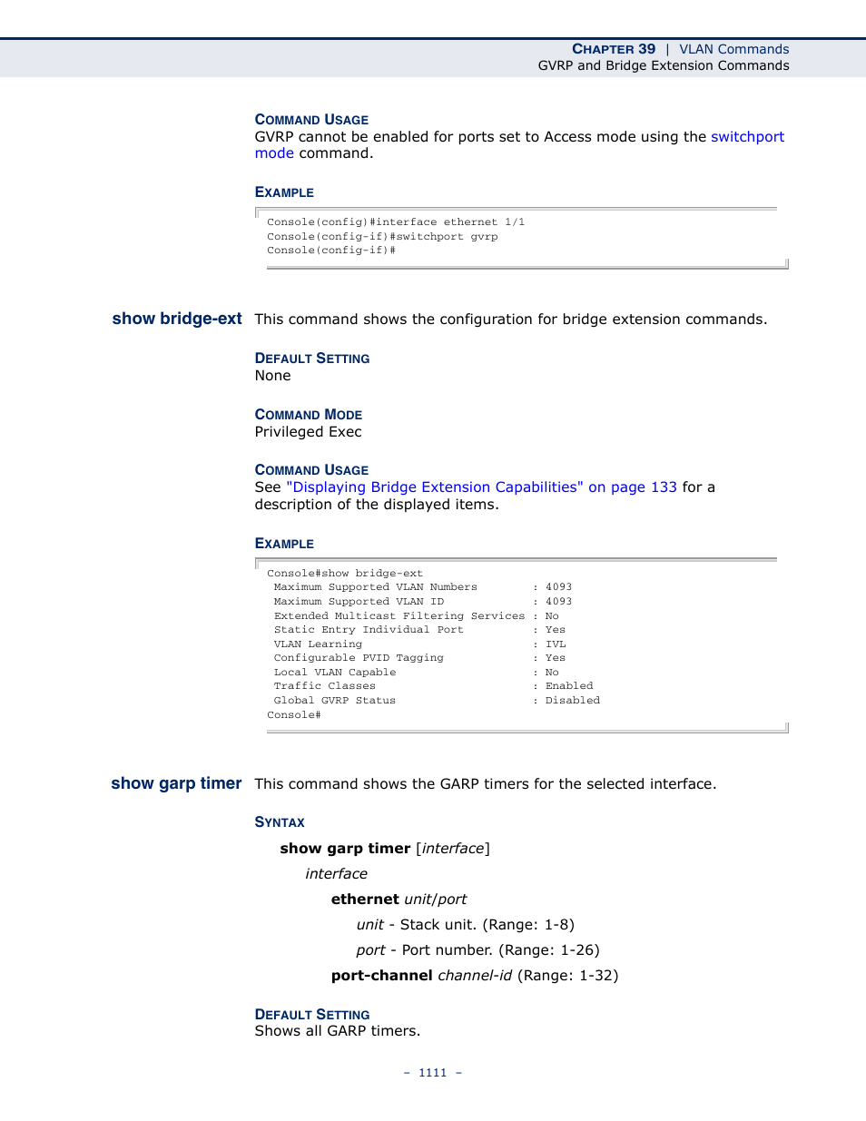 Show bridge-ext, Show garp timer | LevelOne GTL-2691 User Manual | Page 1111 / 1644